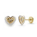 18K PENDIENTES ORO BICOLOR CORAZON CIRCONITAS 6X7 MM